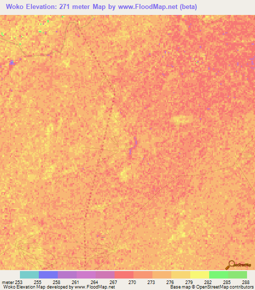 Woko,Mali Elevation Map