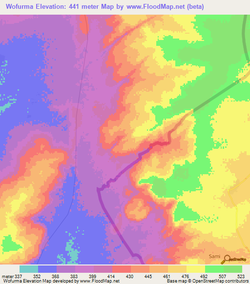 Wofurma,Mali Elevation Map