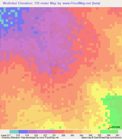 Wodiokui,Mali Elevation Map