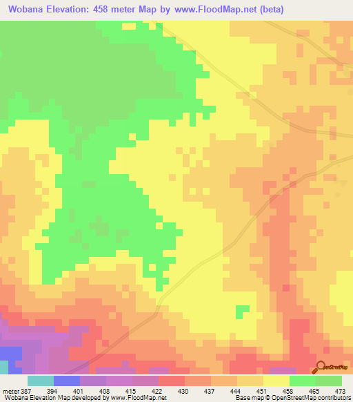 Wobana,Mali Elevation Map