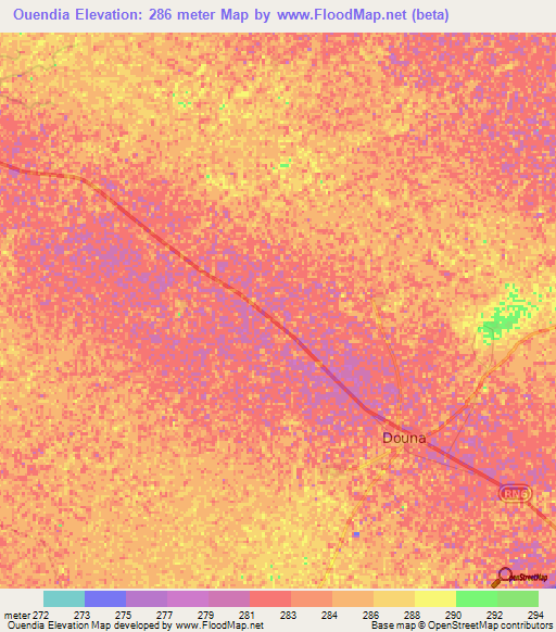 Ouendia,Mali Elevation Map
