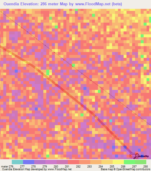 Ouendia,Mali Elevation Map