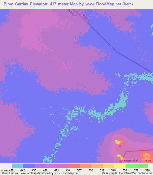 Biren Garday,Chad Elevation Map