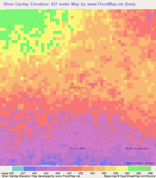 Biren Garday,Chad Elevation Map