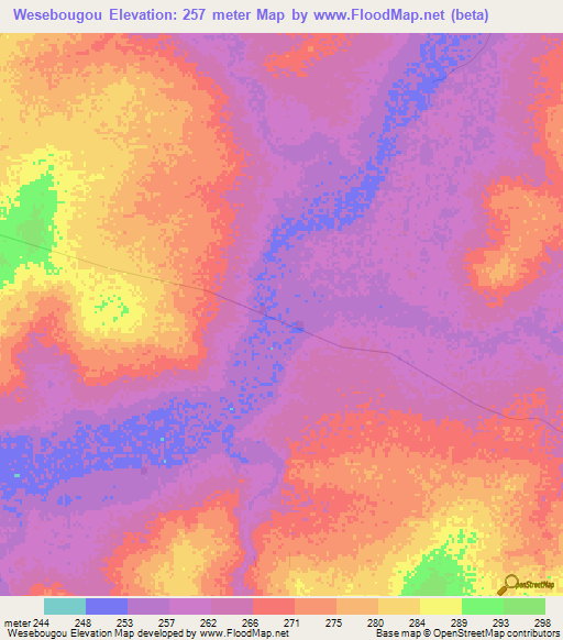 Wesebougou,Mali Elevation Map