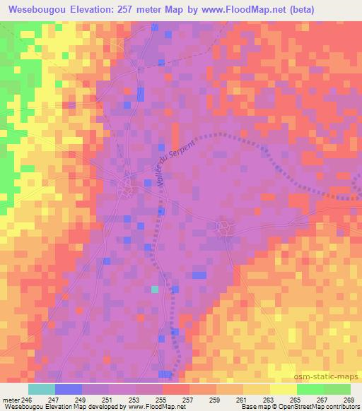 Wesebougou,Mali Elevation Map