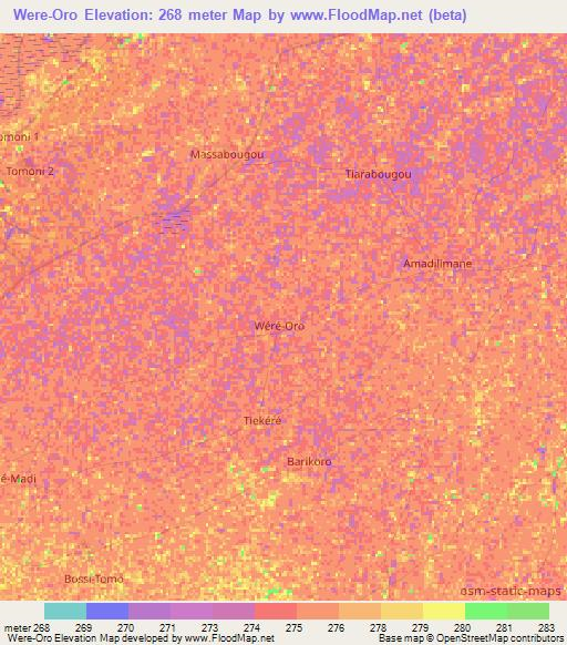 Were-Oro,Mali Elevation Map