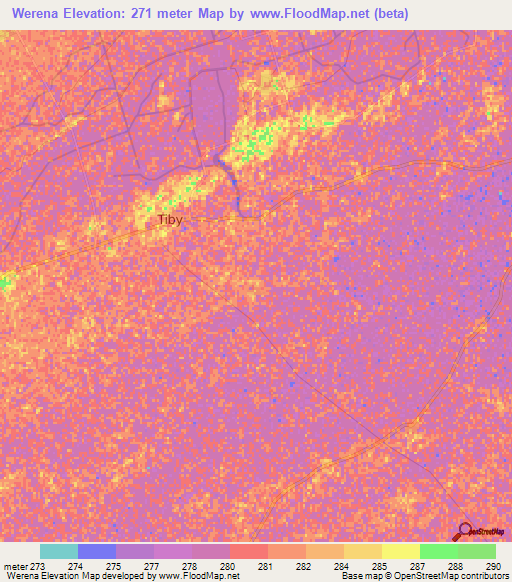 Werena,Mali Elevation Map