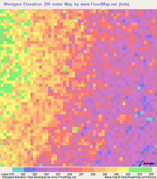 Weregara,Mali Elevation Map