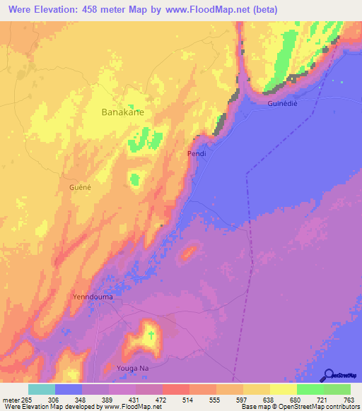 Were,Mali Elevation Map