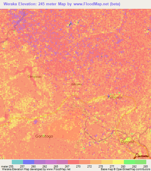 Weraka,Mali Elevation Map