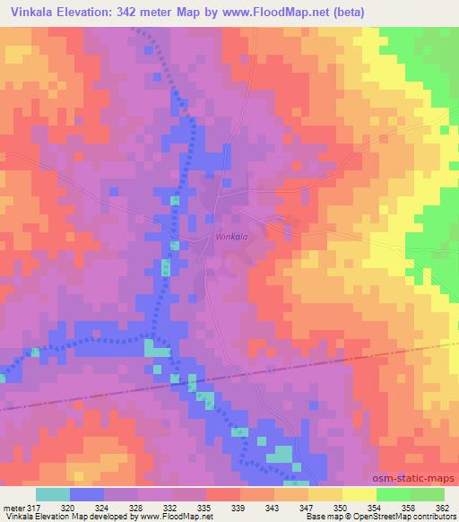 Vinkala,Mali Elevation Map