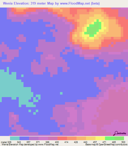 Wenia,Mali Elevation Map