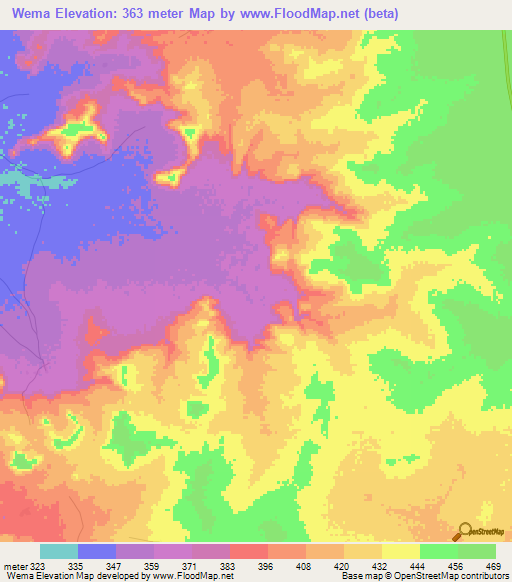 Wema,Mali Elevation Map