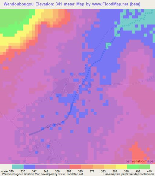 Wendoubougou,Mali Elevation Map