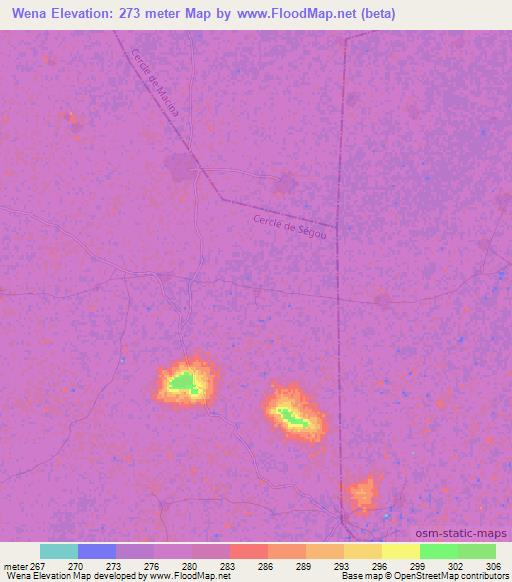 Wena,Mali Elevation Map