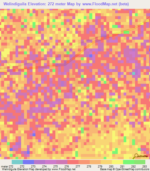 Welindiguila,Mali Elevation Map