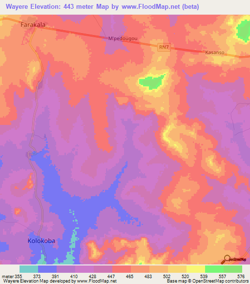 Wayere,Mali Elevation Map