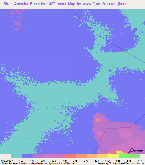 Biren Amsalat,Chad Elevation Map