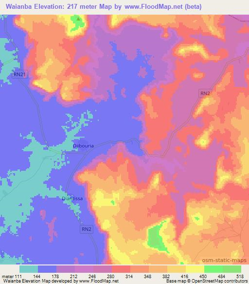 Waianba,Mali Elevation Map