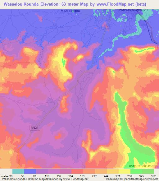 Wasselou-Kounda,Mali Elevation Map