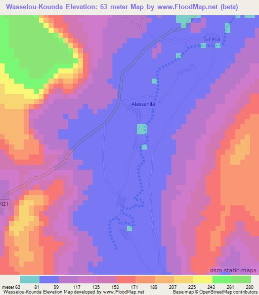 Wasselou-Kounda,Mali Elevation Map