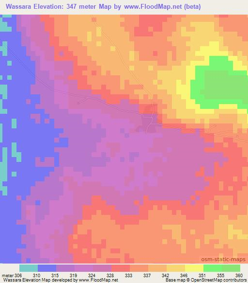 Wassara,Mali Elevation Map