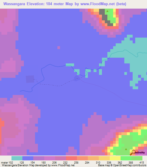 Wassangara,Mali Elevation Map