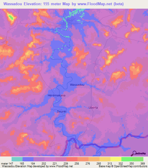 Wassadou,Mali Elevation Map