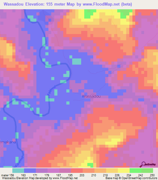 Wassadou,Mali Elevation Map