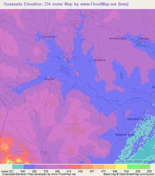 Ouassada,Mali Elevation Map