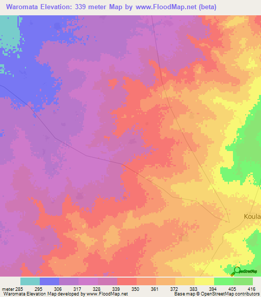 Waromata,Mali Elevation Map