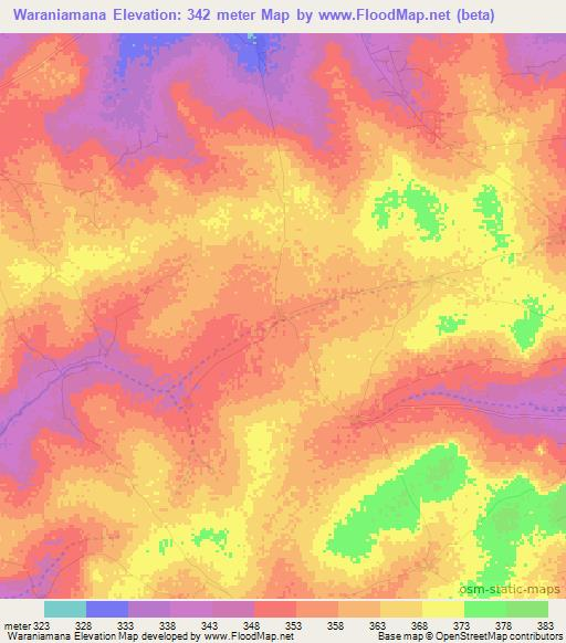Waraniamana,Mali Elevation Map