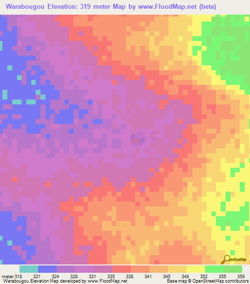 Warabougou,Mali Elevation Map