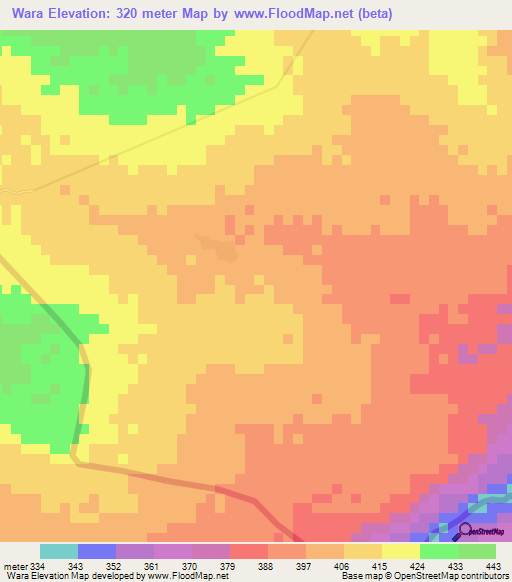 Wara,Mali Elevation Map