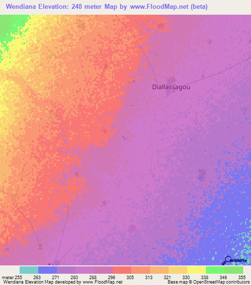 Wendiana,Mali Elevation Map