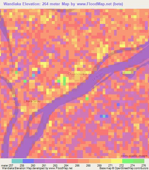 Wandiaka,Mali Elevation Map