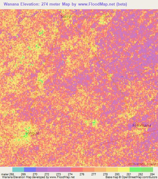 Wanana,Mali Elevation Map