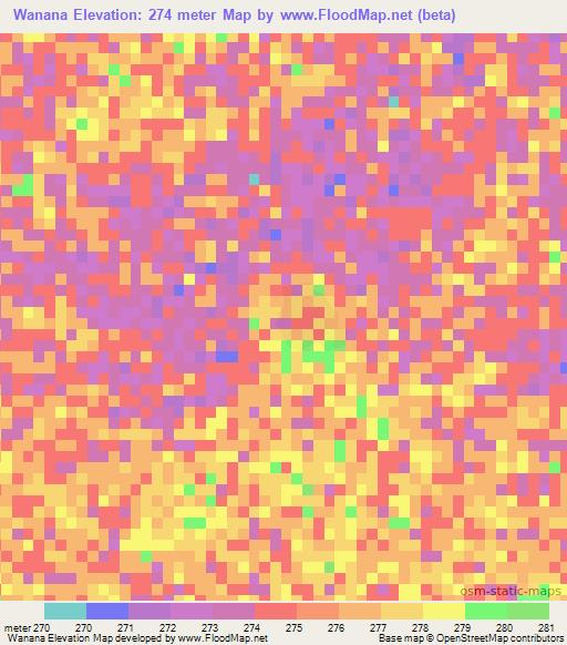 Wanana,Mali Elevation Map
