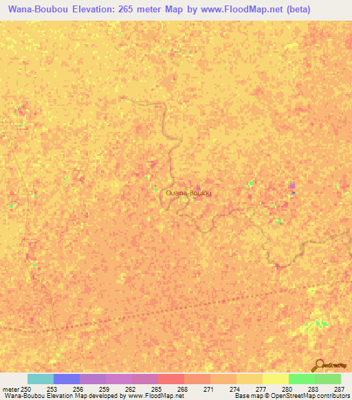 Wana-Boubou,Mali Elevation Map
