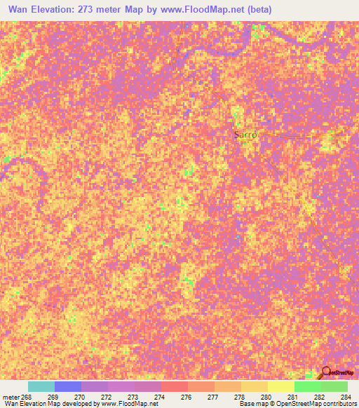 Wan,Mali Elevation Map