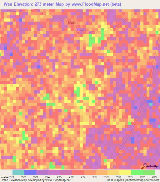 Wan,Mali Elevation Map