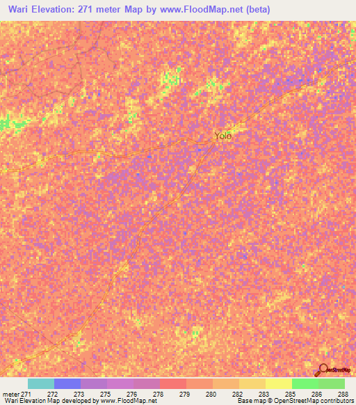 Wari,Mali Elevation Map