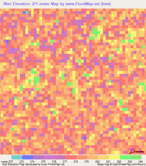 Wari,Mali Elevation Map