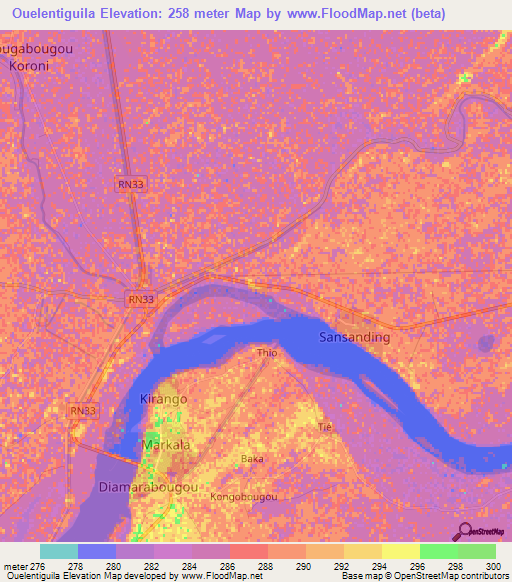 Ouelentiguila,Mali Elevation Map