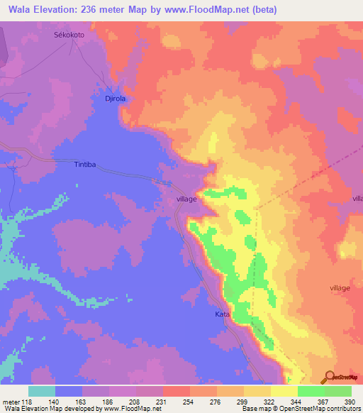 Wala,Mali Elevation Map