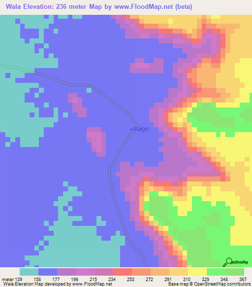 Wala,Mali Elevation Map