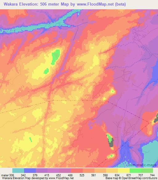 Wakara,Mali Elevation Map