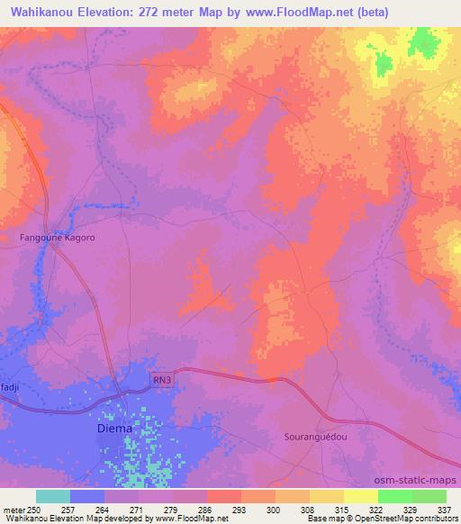 Wahikanou,Mali Elevation Map