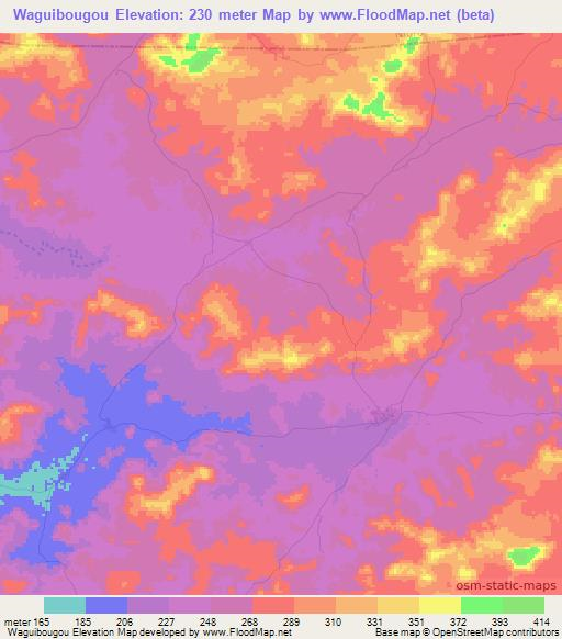 Waguibougou,Mali Elevation Map